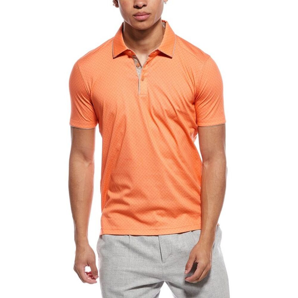 Raffi Mens  Jacquard Printed Polo Shirt, Pink